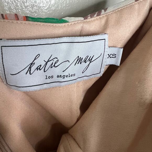 Katie May Come On Home Dress XS Tropical Strapless Floral High Slit Midi Resort - Picture 10 of 13